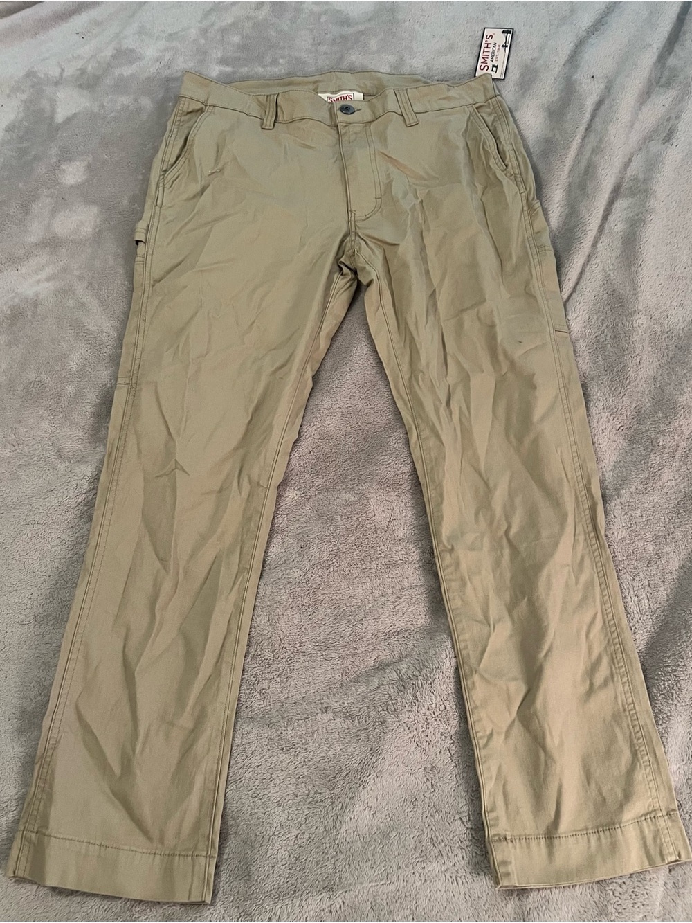 Smith's American Beige Cargo Pants Canvas Cotton Straight Leg Men's 36x30
